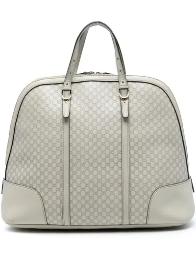 Pre-owned Gucci 2016-2025 Large Microssima Nice Dome Top Handle Bag Tote Bag In White
