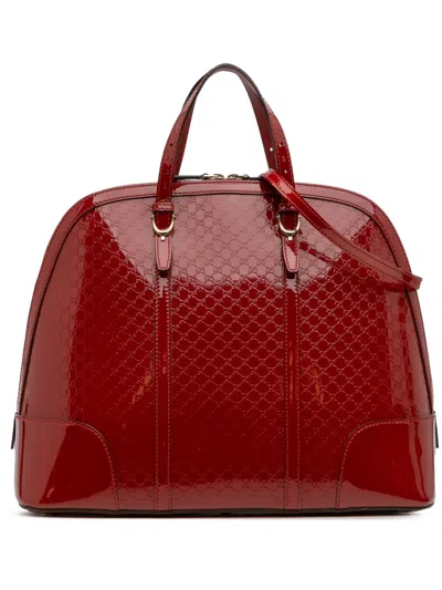 Pre-owned Gucci 2016-2025 Large Microssima Patent Nice Dome Top Handle Bag Satchel In Red