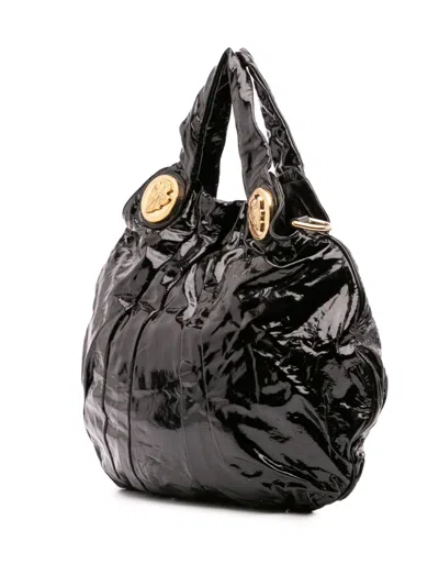Pre-owned Gucci 2016-2025 Large Patent Hysteria Satchel In Black