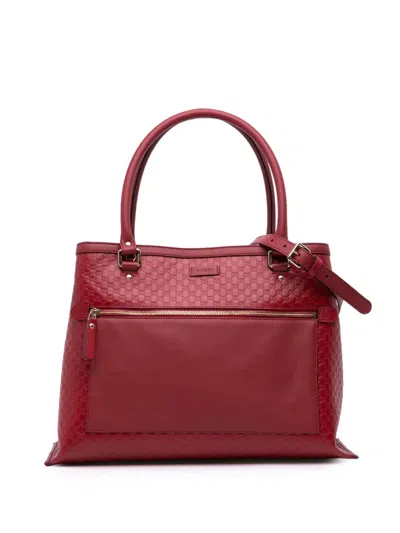 Pre-owned Gucci 2016-2025 Large Soft Microssima Satchel In Red