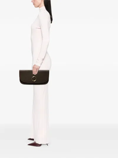 Pre-owned Gucci 2016-2025 Leather 1973 Flap Clutch Bag In Brown