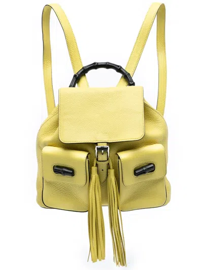 Pre-owned Gucci 2016-2025 Leather Bamboo Tassel Backpack In Yellow