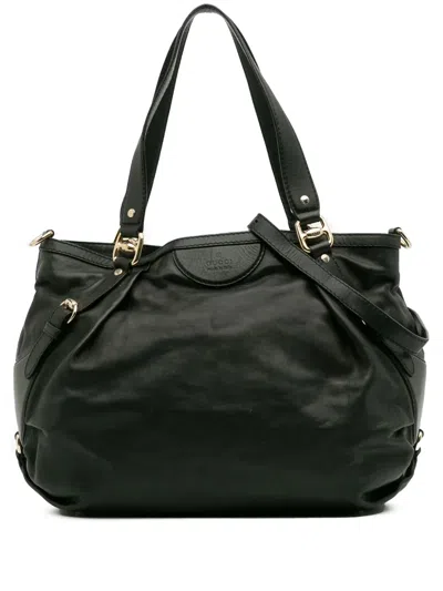 Pre-owned Gucci 2016-2025 Leather Bridle Satchel In Black