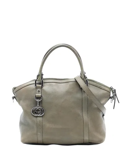 Pre-owned Gucci 2016-2025 Leather Gg Charm Dome Satchel In Brown