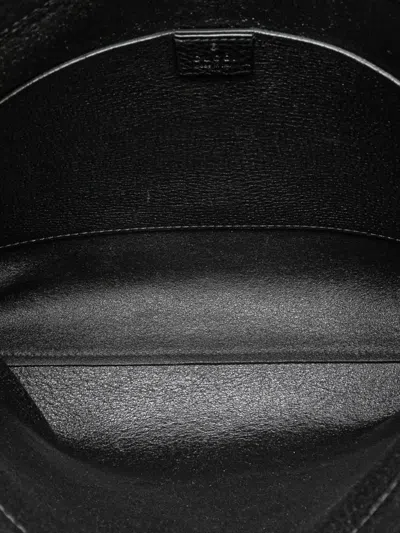 Pre-owned Gucci 2016-2025 Leather Logo Embossed Messenger Bag Crossbody Bag In Black