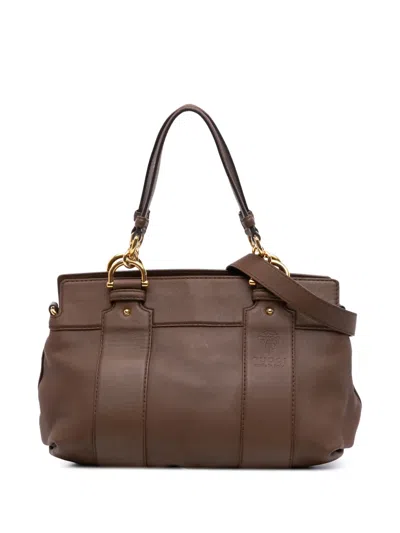 Pre-owned Gucci 2016-2025 Leather Smilla Satchel In Brown