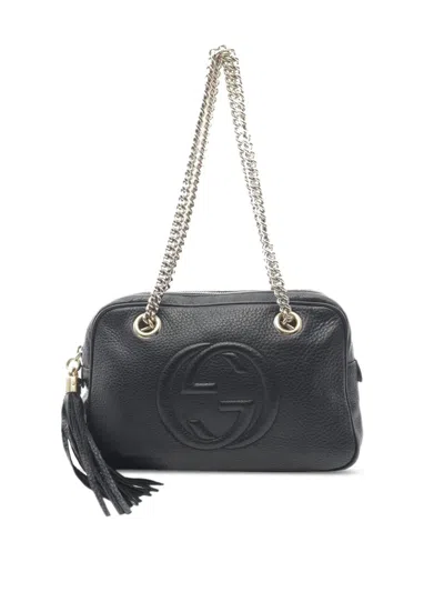 Pre-owned Gucci 2016-2025 Leather Soho Chain Zip Shoulder Bag In Black