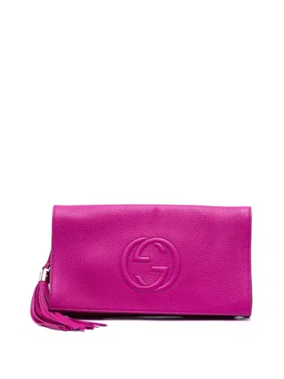 Pre-owned Gucci 2016-2025 Leather Soho Disco Clutch Bag In Pink