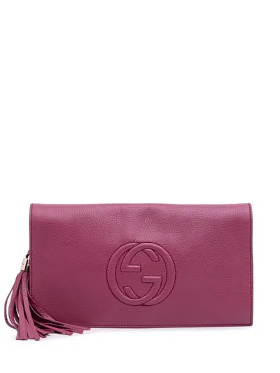 Pre-owned Gucci 2016-2025 Leather Soho Disco Clutch Bag In Pink