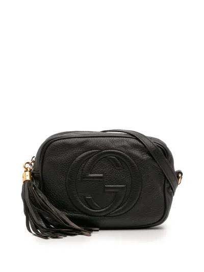 Pre-owned Gucci 2016-2025 Leather Soho Disco Crossbody Bag In Black