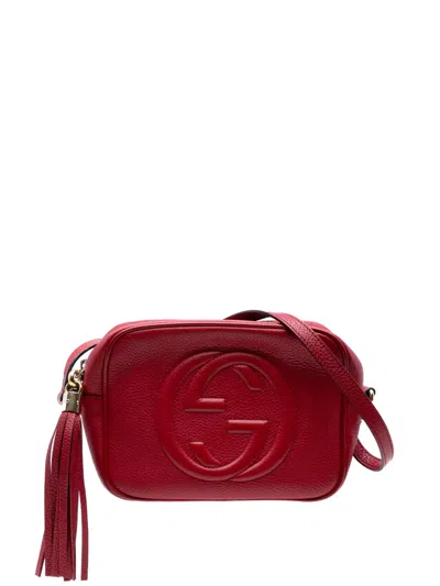 Pre-owned Gucci 2016-2025 Leather Soho Disco Crossbody Bag In Red