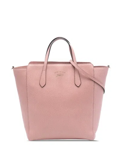 Pre-owned Gucci 2016-2025 Leather Swing Convertible Tote Satchel In Pink