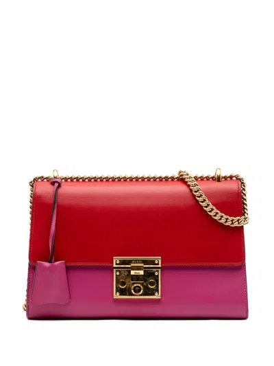 Pre-owned Gucci 2016-2025 Medium Bicolor Leather Padlock Shoulder Bag In Pink