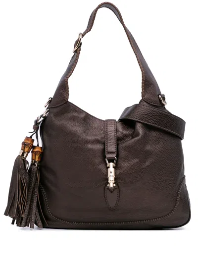 Pre-owned Gucci 2016-2025 Medium Calfskin New Jackie Satchel In Brown