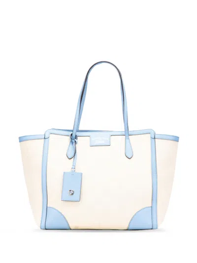 Pre-owned Gucci 2016-2025 Medium Canvas Swing Tote Bag In Blue