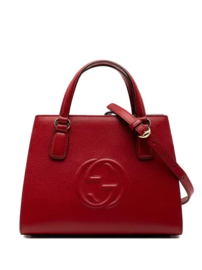 Pre-owned Gucci 2016-2025 Medium Dollar Calf Soho Top Handle Convertible Tote Satchel In Red