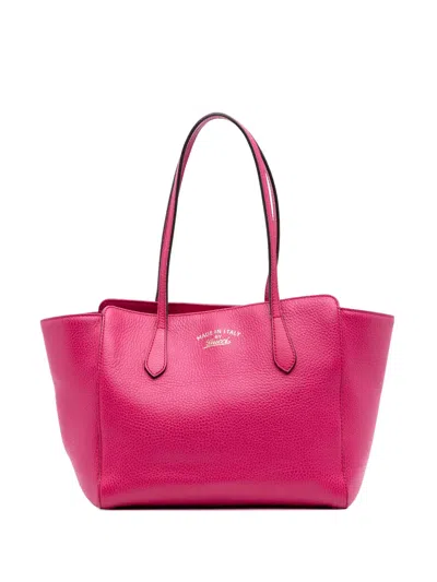 Pre-owned Gucci 2016-2025 Medium Dollar Calfskin Swing Tote Bag In Pink