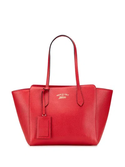 Pre-owned Gucci 2016-2025 Medium Dollar Calfskin Swing Tote Bag In Red