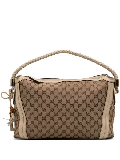 Pre-owned Gucci 2016-2025 Medium Gg Canvas Bella Shoulder Bag In Brown