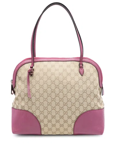 Pre-owned Gucci 2016-2025 Medium Gg Canvas Bree Dome Tote Bag In Brown