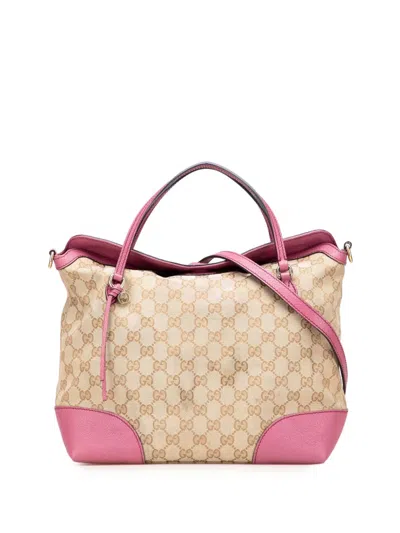 Pre-owned Gucci 2016-2025 Medium Gg Canvas Bree Satchel