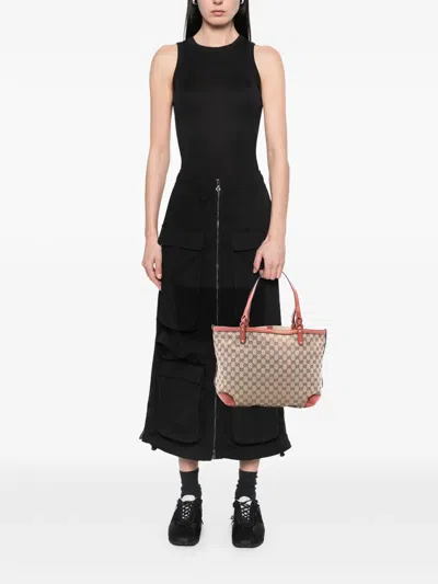 Pre-owned Gucci 2016-2025 Medium Gg Canvas Craft Tote Bag In Brown