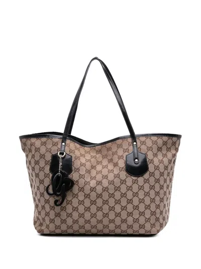 Pre-owned Gucci 2016-2025 Medium Gg Canvas Jolie Tote Bag In Brown