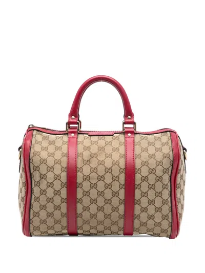 Pre-owned Gucci 2016-2025 Medium Gg Canvas Joy Boston Bag Satchel In Brown