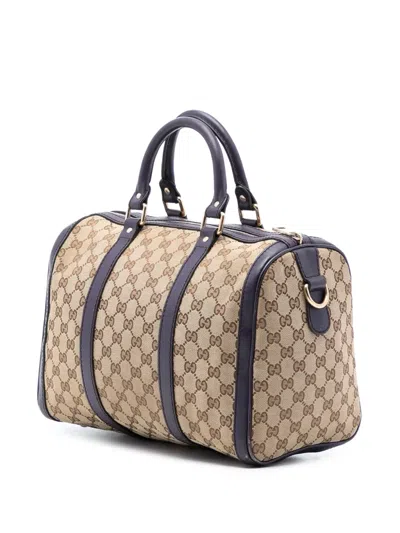 Pre-owned Gucci 2016-2025 Medium Gg Canvas Joy Boston Bag Satchel In Purple