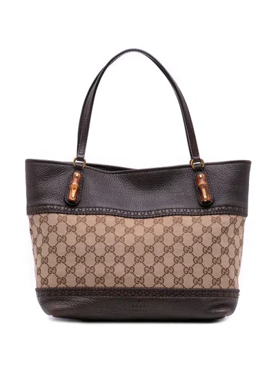 Pre-owned Gucci 2016-2025 Medium Gg Canvas Laidback Crafty Tote Bag In Brown