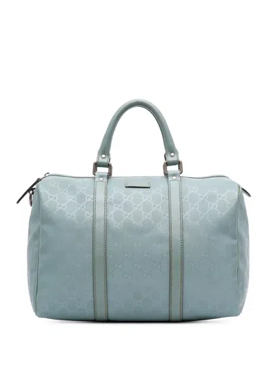 Pre-owned Gucci 2016-2025 Medium Gg Imprime Joy Boston Bag In Blue