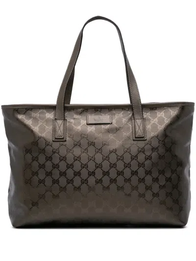 Pre-owned Gucci 2016-2025 Medium Gg Imprime Tote Bag In Gold
