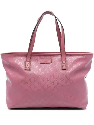Pre-owned Gucci 2016-2025 Medium Gg Imprime Tote Bag In Pink