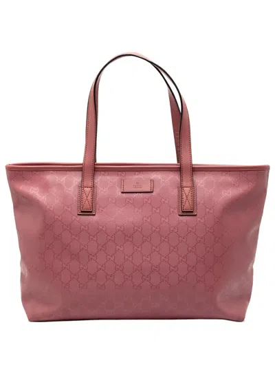 Pre-owned Gucci 2016-2025 Medium Gg Imprime Tote Bag In Pink