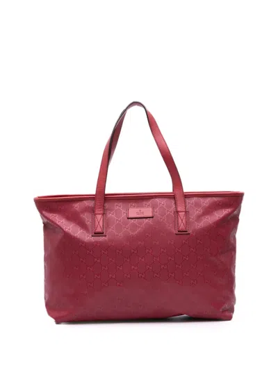 Pre-owned Gucci 2016-2025 Medium Gg Imprime Tote Bag In Red