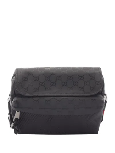 Pre-owned Gucci 2016-2025 Medium Gg Nylon Web Nexus Crossbody Bag In Black