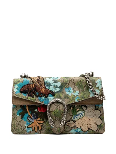 Pre-owned Gucci 2016-2025 Medium Gg Supreme Blooms And Bee Dionysus Shoulder Bag In Brown