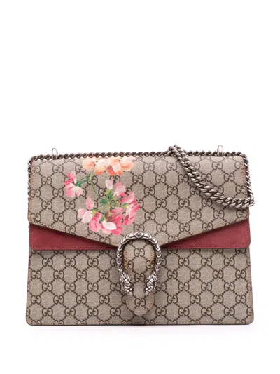 Pre-owned Gucci 2016-2025 Medium Gg Supreme Blooms Dionysus Shoulder Bag In Brown
