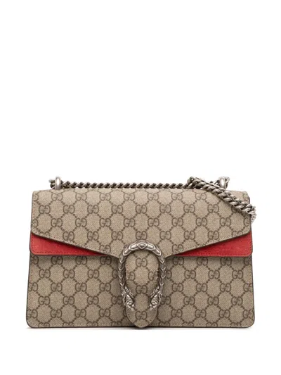 Pre-owned Gucci 2016-2025 Medium Gg Supreme Dionysus Shoulder Bag In Brown