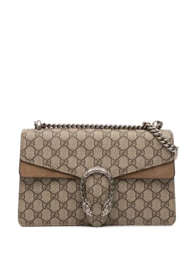 Pre-owned Gucci 2016-2025 Medium Gg Supreme Dionysus Shoulder Bag In Brown