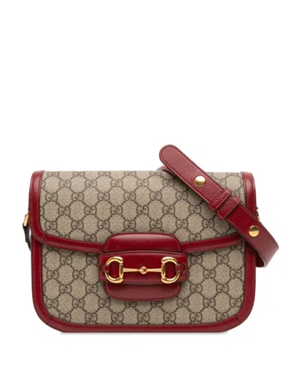 Pre-owned Gucci 2016-2025 Medium Gg Supreme Horsebit 1955 Shoulder Bag In Brown