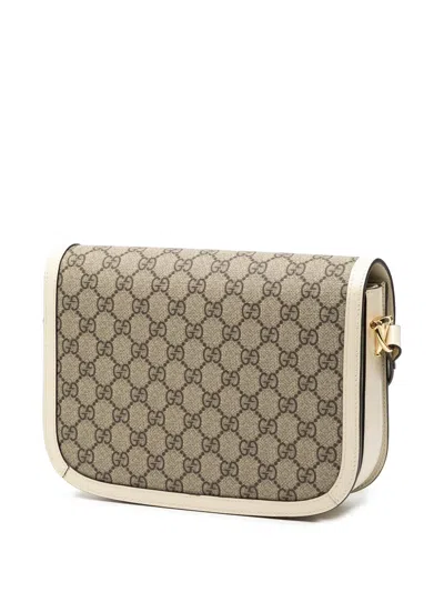 Pre-owned Gucci 2016-2025 Medium Gg Supreme Horsebit 1955 Shoulder Bag In Brown