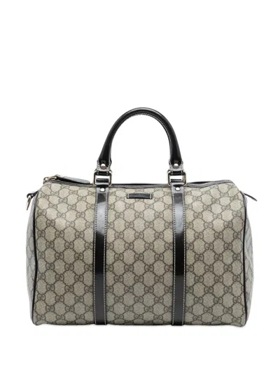 Pre-owned Gucci 2016-2025 Medium Gg Supreme Joy Boston Bag In Brown