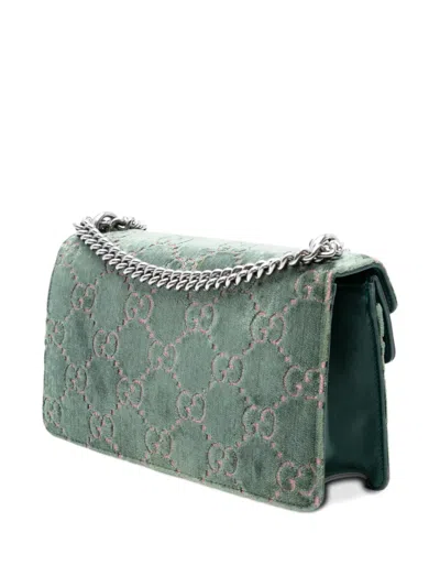 Pre-owned Gucci 2016-2025 Medium Gg Velvet Dionysus Crossbody Bag In Green