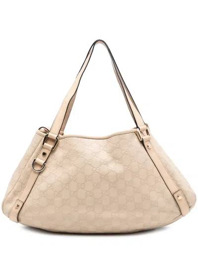 Pre-owned Gucci 2016-2025 Medium Ssima Abbey D Ring Tote Bag In Brown