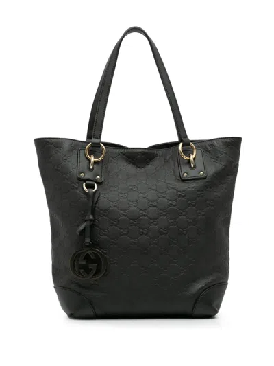 Pre-owned Gucci 2016-2025 Medium Ssima Charm Tote Bag In Green