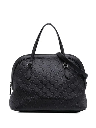 Pre-owned Gucci 2016-2025 Medium Ssima Dome Satchel In Black