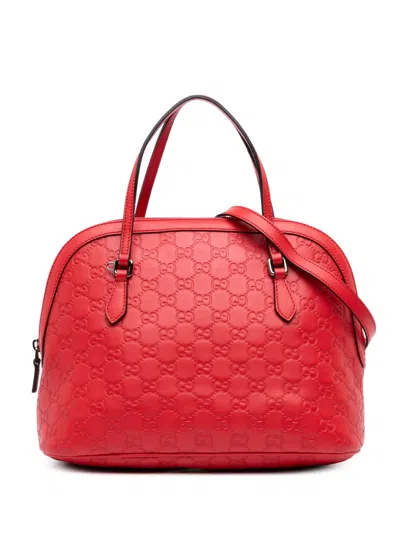 Pre-owned Gucci 2016-2025 Medium Ssima Dome Satchel In Red