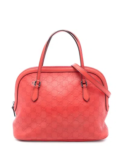 Pre-owned Gucci 2016-2025 Medium Ssima Dome Satchel In Red