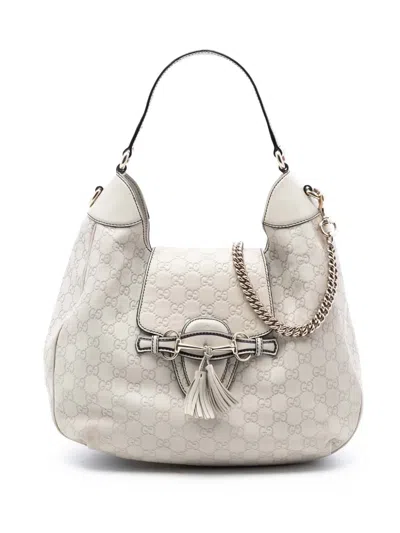 Pre-owned Gucci 2016-2025 Medium Ssima Emily Satchel In White